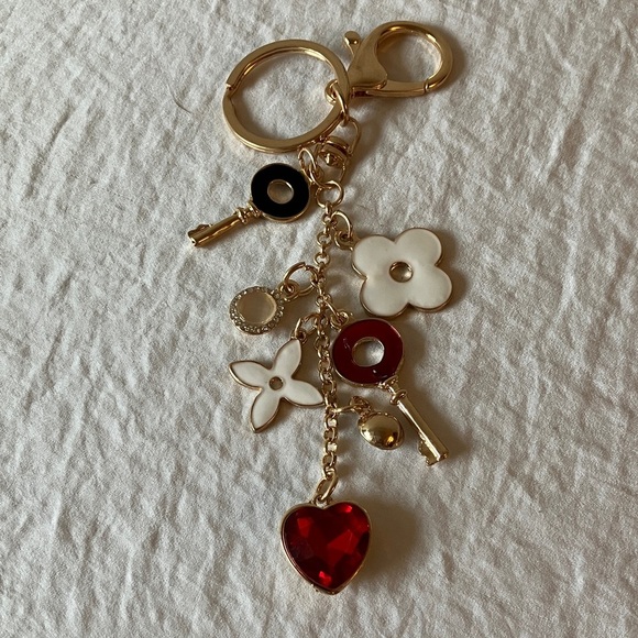 Accessories - Gold Tone & Red Charm Keychain